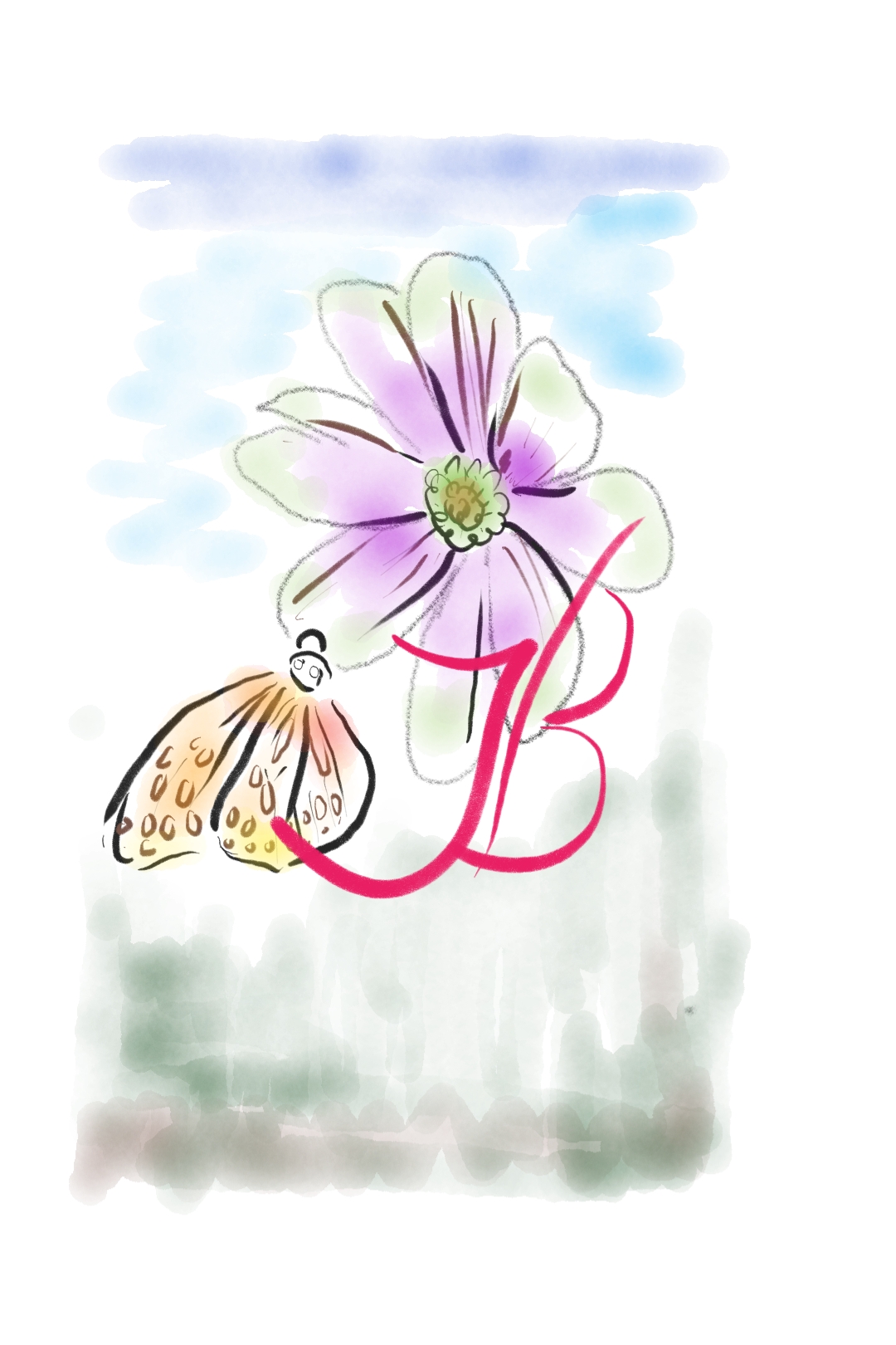 butterfly and flowers